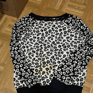 a.n.a Black and White Animal Print Women's Sweater